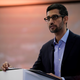 Google CEO Sundar Pichai speaks during a conference in Brussels.